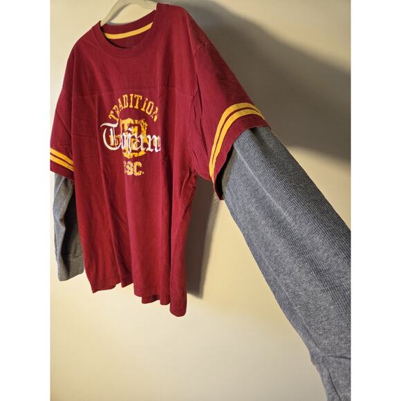USC Trojans NCAA Cadre Red Long Sleeve Embroidered Shirt Mens XL Burgandy Gold - Picture 5 of 8